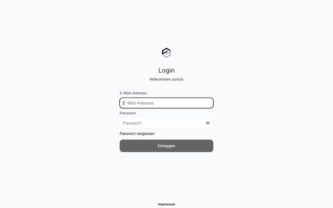 Anmeldeseite des Kundenportals mit E-Mail und Passwort